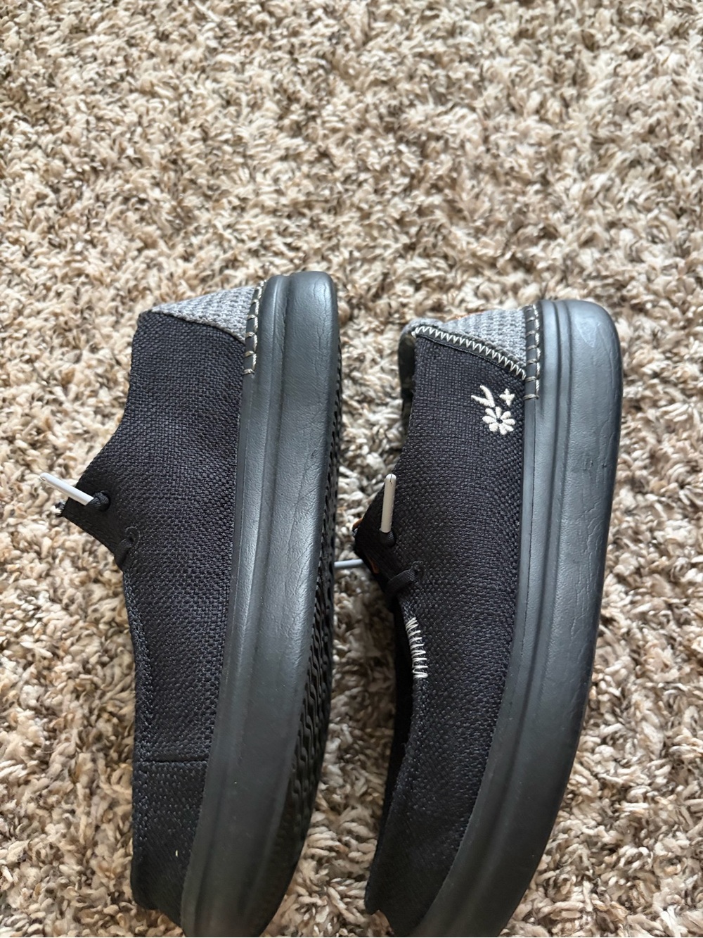 Hey Dude Wendy Rise Woven Women's Black Slip-Ons with Floral Lining - Picture 5 of 8